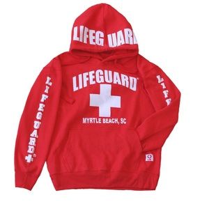 Small Red Life guard hoodie Myrtle Beach, South Carolina